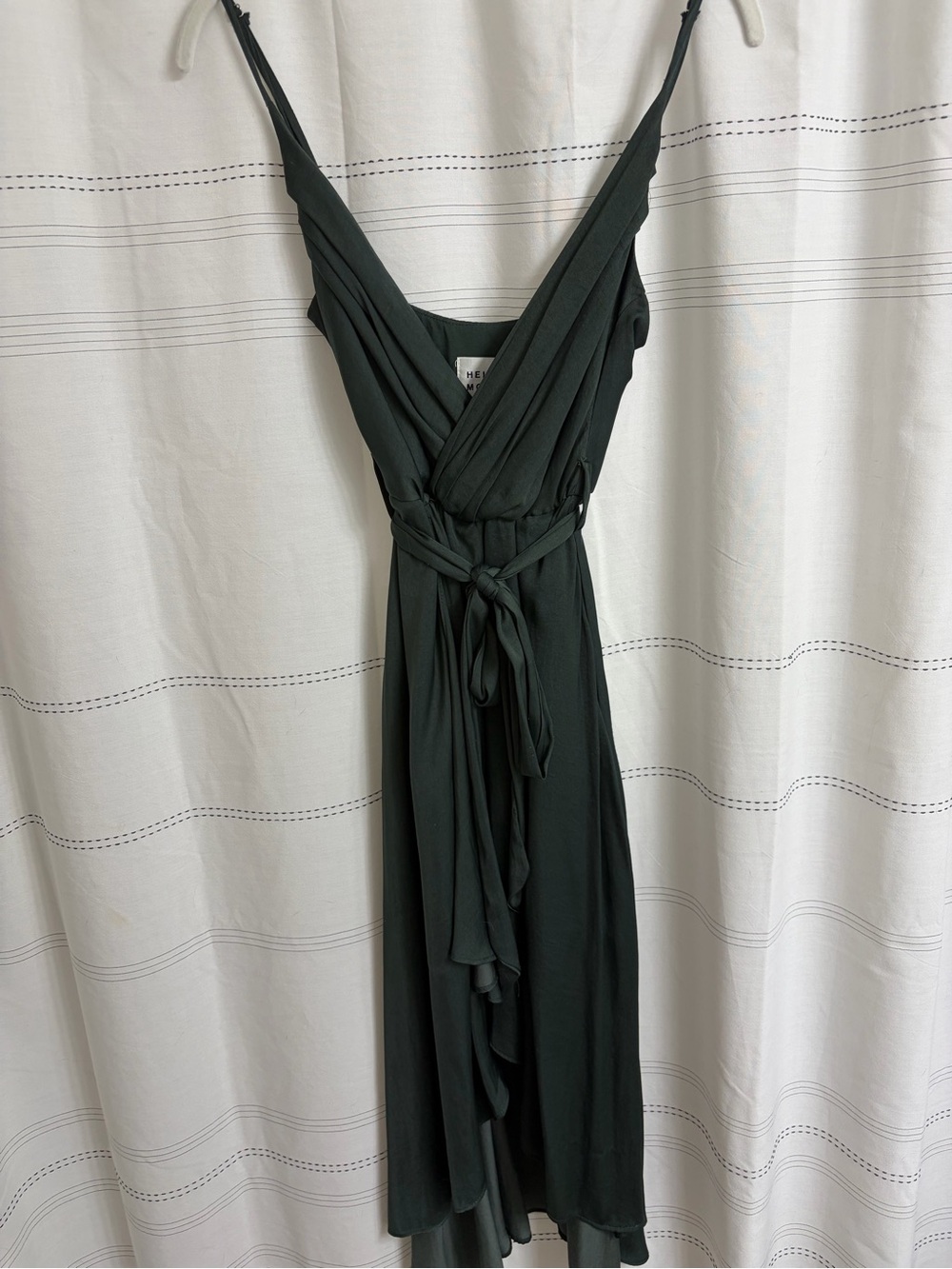 Hello Molly Dark Forest Green Wrap Midi Dress with Tie Waist